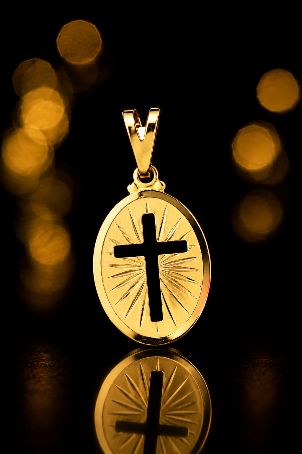 Pingente medalha cruz vazada P