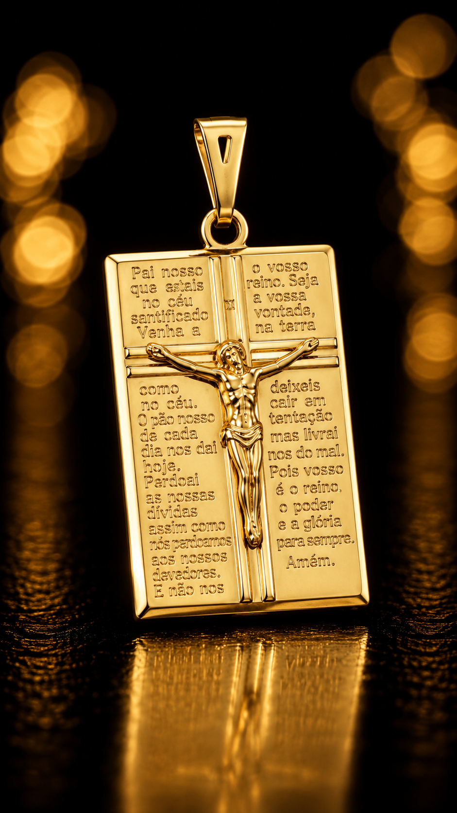 Pingente placa M jesus pai nosso