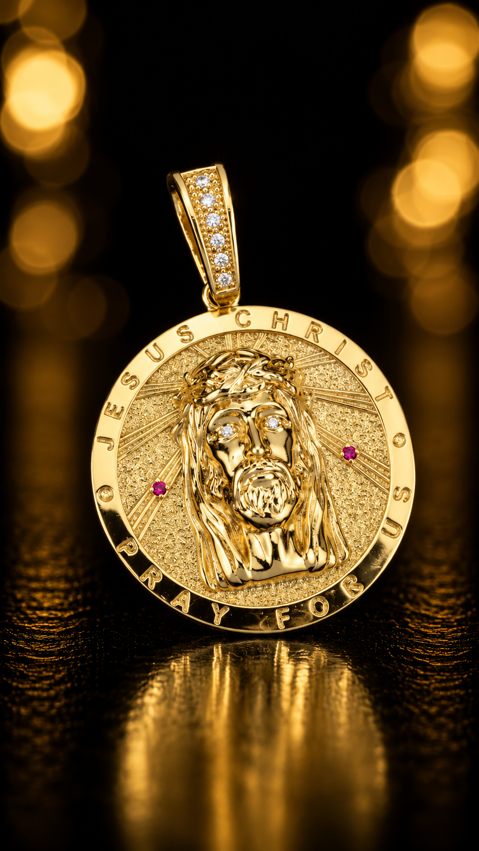 Pingente medalha Jesus G 100% trabalhado
